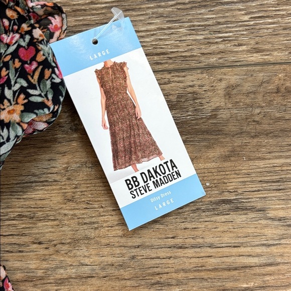 BB Dakota Steve Madden Ditsy Tiered Ruffle Dress Floral Print Women's Size L NWT - Picture 4 of 14